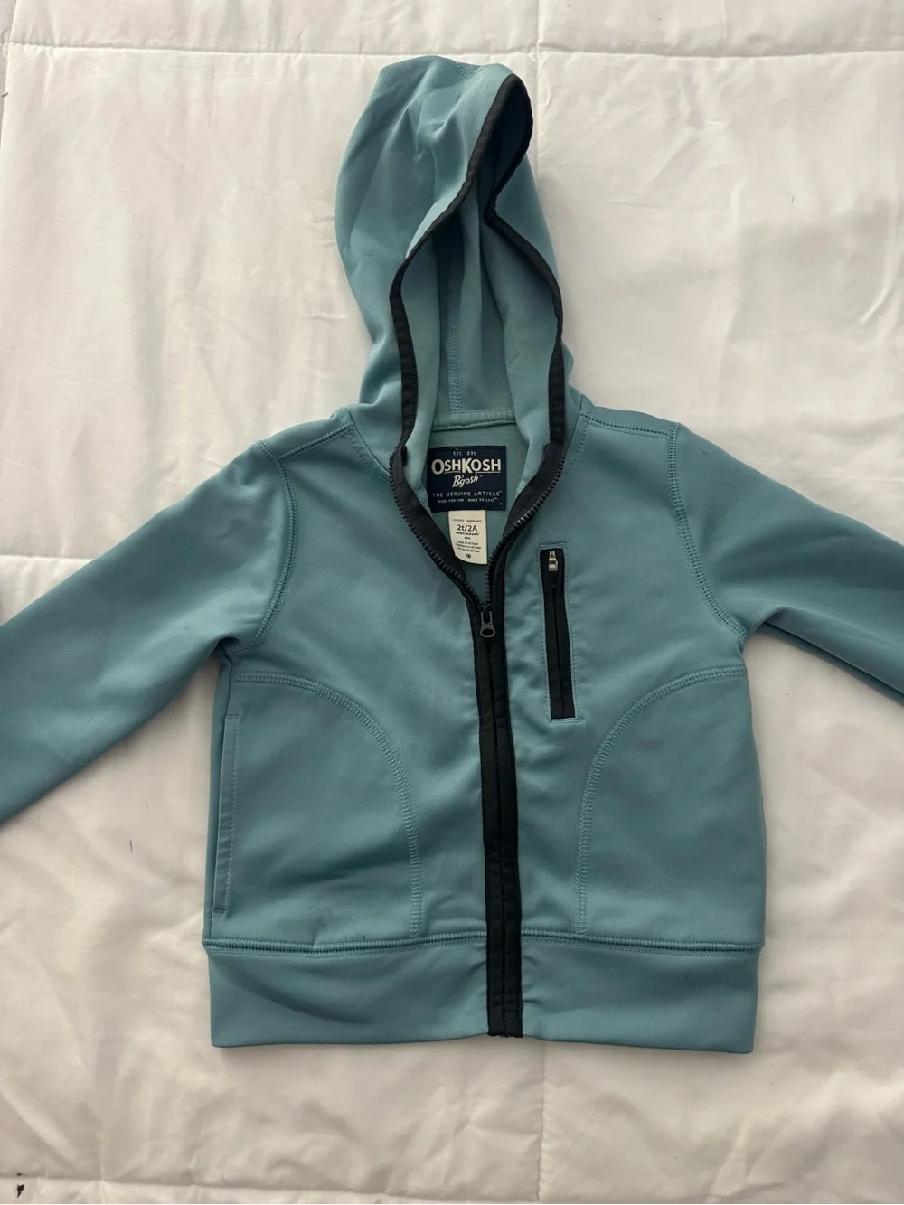 OshKosh B'gosh Teal Zip-Up Hoodie with Black Trim